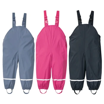 

2020 Kids Boy Rain Pants Outdoor PU Girls Overalls Waterproof Children Jumpsuits Windproof Baby Pants Autumn Boys Trousers