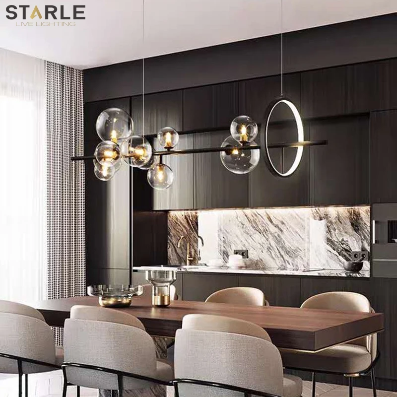 

2020 new designer lamp light luxury restaurant bar chandelier shop commercial creative modern strip light nordic bubble lamp