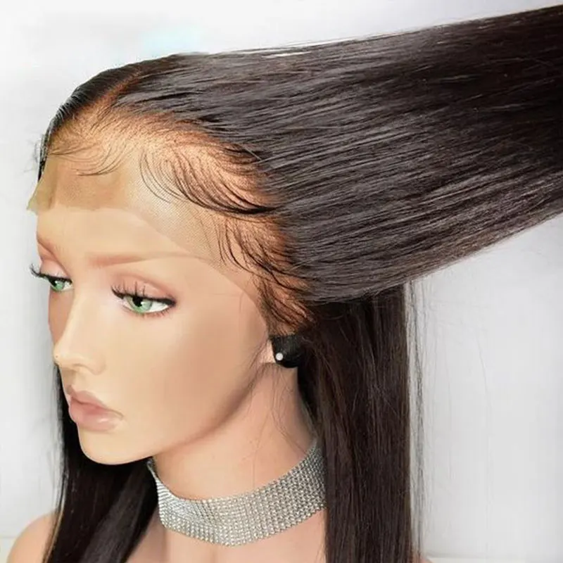 Прямые бесклеевые полностью кружевные человеческие волосы парики предварительно выщипанные 250 плотность бразильские прозрачные парики на кружеве Ever beauty Remy