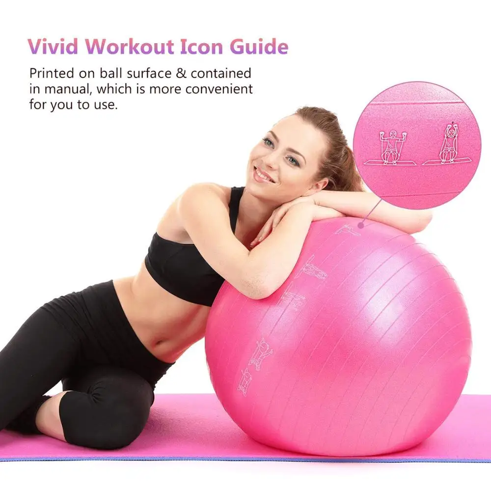Pilates Pregnancy With Pump /& Guide Yoga Birthing or Office Desk Chair -55cm Extra Thick Anti-Burst /& Non-Slip Stability Ball for Fitness Gym Quality Workout Ball For Adults Exercise Ball