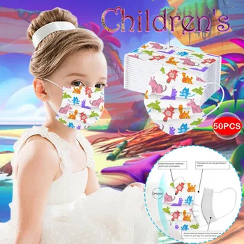 

50 Pcs Kids Disposable Face Mask Cute Cartoon Print Non-Woven 3 Layer Face Masks For Germ Protection Mascarillas Flag Bandana