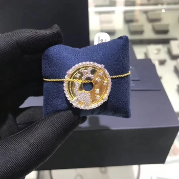 

Yellow Gold Animal Camel Star Pattern SOLEIL Bracelet Adjustable Cubic Zirconia Stones Coin Bangles Women Fine Brand Jewelry