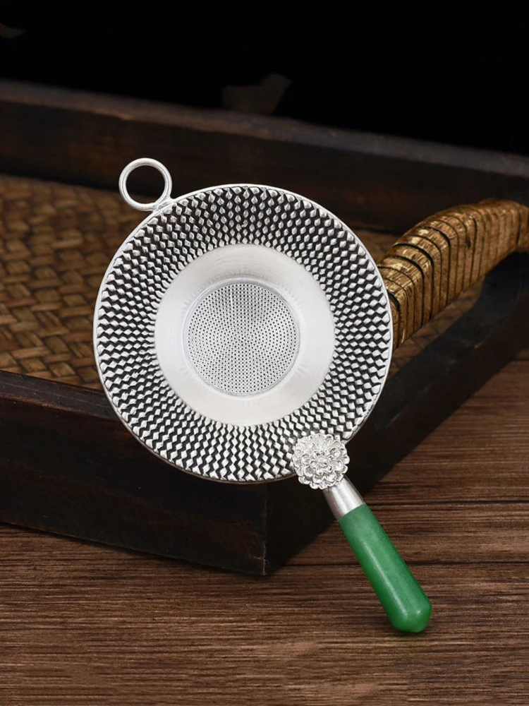 White Jade Sterling Silver 999 Tea Mesh Leak Handle Infuser Heat Insulation Filter Jasper Kungfu Teaset Net Strainer - Цена: 10 444,27 - 12 460,16 руб.