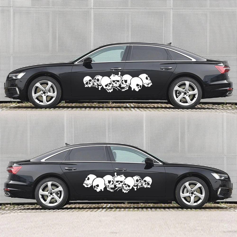 

Body Sticker Car Seven Skull Vinyl Totem Sticker 2pcs Decorative Motorcycle Decals 22.8*6.7CM D-1025