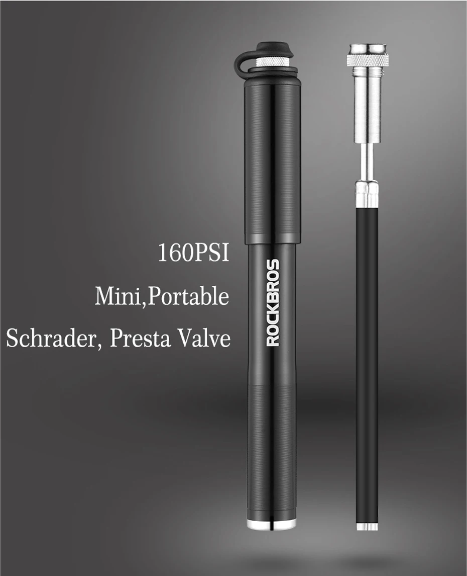 ROCKBROS Bike Pump Mini Pump for Bicycle Pump Schrader Presta Alloy MTBPumps Ball Tyre inflator Portable Bicycle Accessories