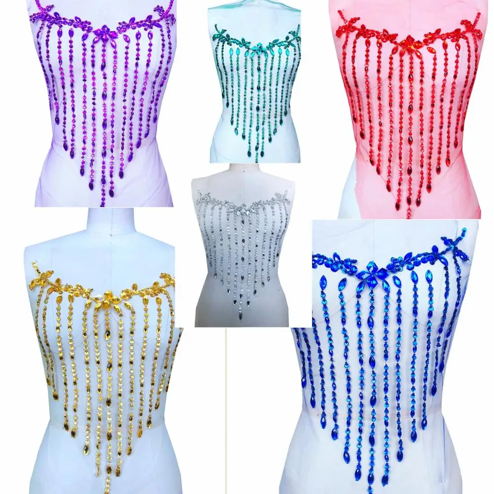 pure handmade stones sequins applique trim patches for dress neckline | Дом и сад