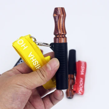 

Reusable Hookah Mouth piece with Hang Rope Strap Shisha Mouth Tips Silicon Wooden Chicha Narguile Water Pipe Mouthpieces