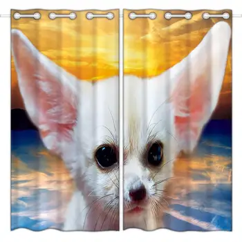 

Hommomh 28 X 48 Inch curtains (2 panels) buttonhole top dark shade room curtains cute cat pet