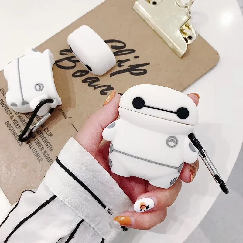 

Bluetooth Earphone Case for Airpods Cute Protective Cover for Airpods 2 Accessories with Keychain Stereoscopic Design 3D Baymax