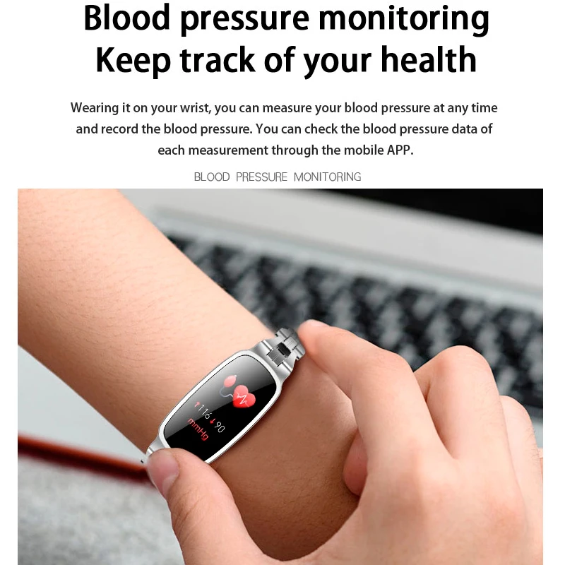 Brightness Control 24h Heart Rate Blood Pressure Monitor Female Menstrual Cycle Remind Smart Bracelet Women Sport Watch Fitness