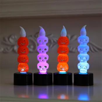 

4PCS Halloween LED Electronic Candle Night Light Skull Pumpkin Lamp Home Decor Lampara Candle Xmas Colorful Bar Decoration Props