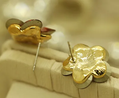 Ретро Красный цветок кристалл круглый кулон кисточкой уха клип aretes de mujer модеран