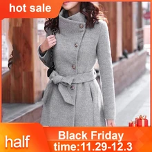 Корейское женское кашемировое пальто, Женское шерстяное осеннее длинное облегающее пальто, особенно Женское зимнее длинное пальто, теплое Женское пальто 40