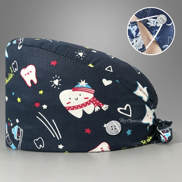 Fashion cotton Cute bird Cartoon print hats adjustable Scrub hat beauty salon nursing cap laboratory pet shop fashion scrub caps 12224