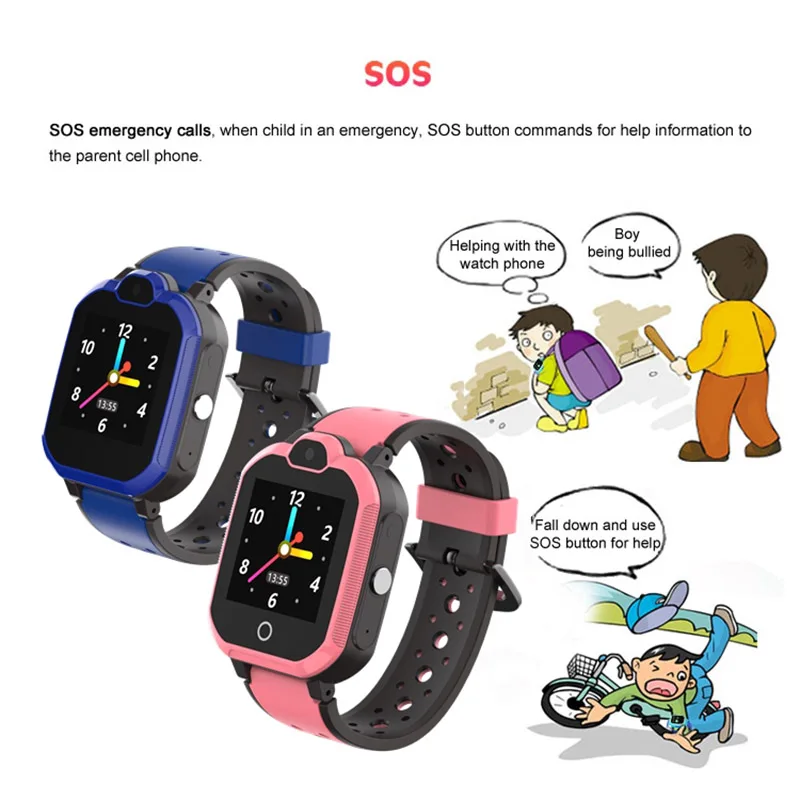 Kids 4G Smart Watch GPS Locator Dual-Core Alarm Bluetooth WiFi for Children Gift DQ-Drop