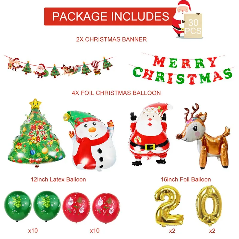 XMAS Balloon Kit Рождественская вечеринка Декор Рождественский воздушный шар в форме дерева Санта-Клаус баннер Счастливого Рождества украшение для дома Navidad счастливые новогодние подарки - Цвет: XMAS Balloon Kit