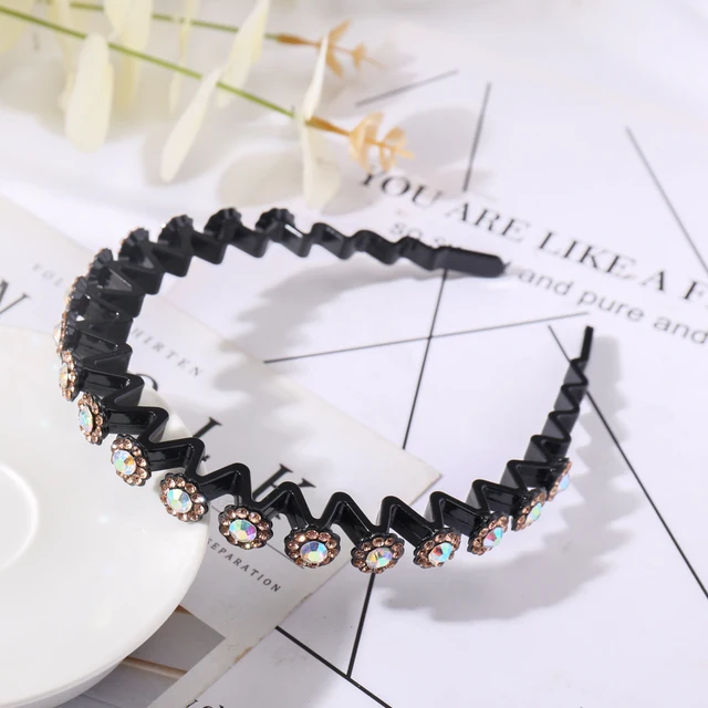 Fashion Pearl Non-Slip Rhinestone Hairbands Elastic Flower Women Hair Hoop Bands Headband Bezel Girls Hair Accessories Headdress big champagne