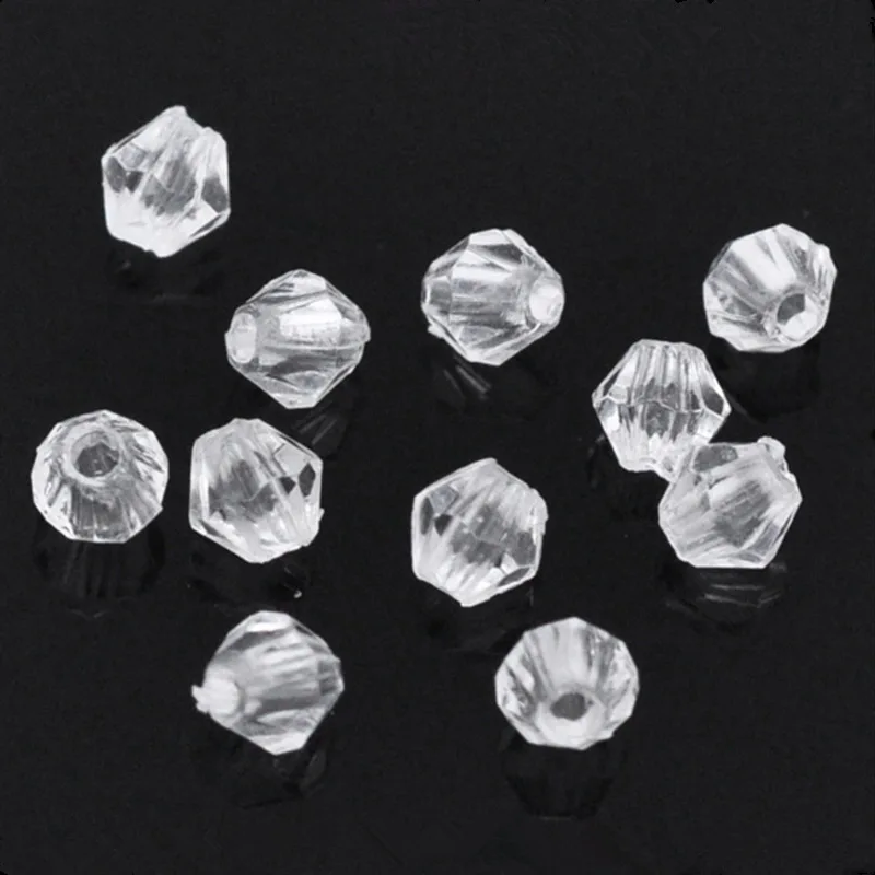 

1000Pcs Bicone Acrylic Faceted Spacer Beads Clear Perles Perlas Jewelry Findings, 4x4mm/8x8mm