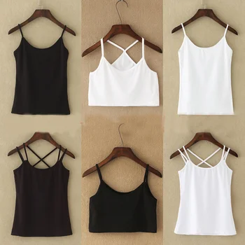 

Tank top Women Summer Casual Camisoles Women's Tops T-shirt Spaghetti Strap Cropped Vest Female Camis Fashion Synthetic cotton