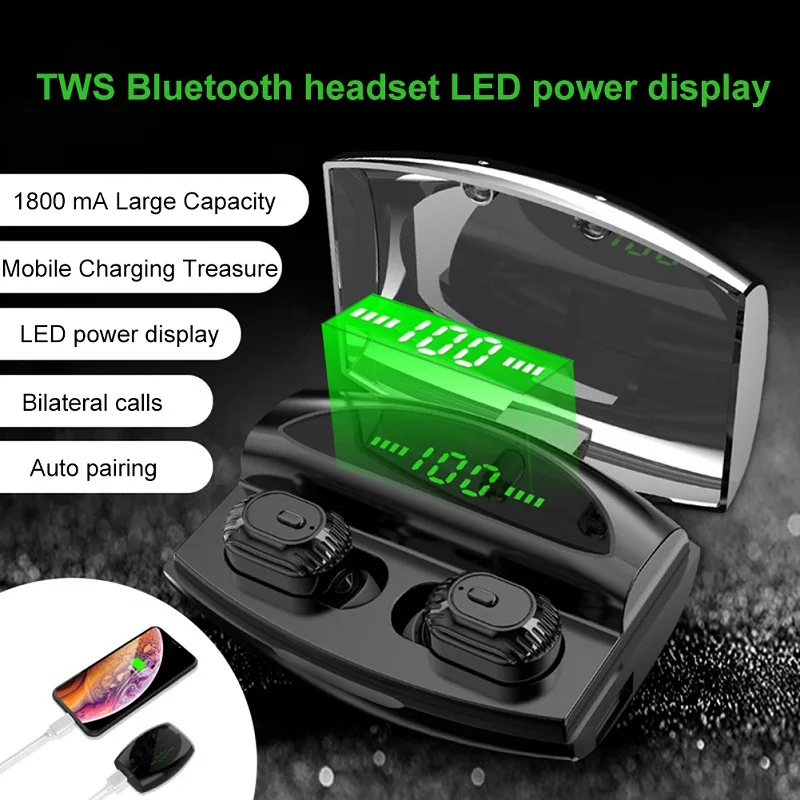 TWS Bluetooth гарнитуры IPX5 водонепроницаемые беспроводные наушники Bluetooth наушники спортивные Игровые наушники с зарядным устройством