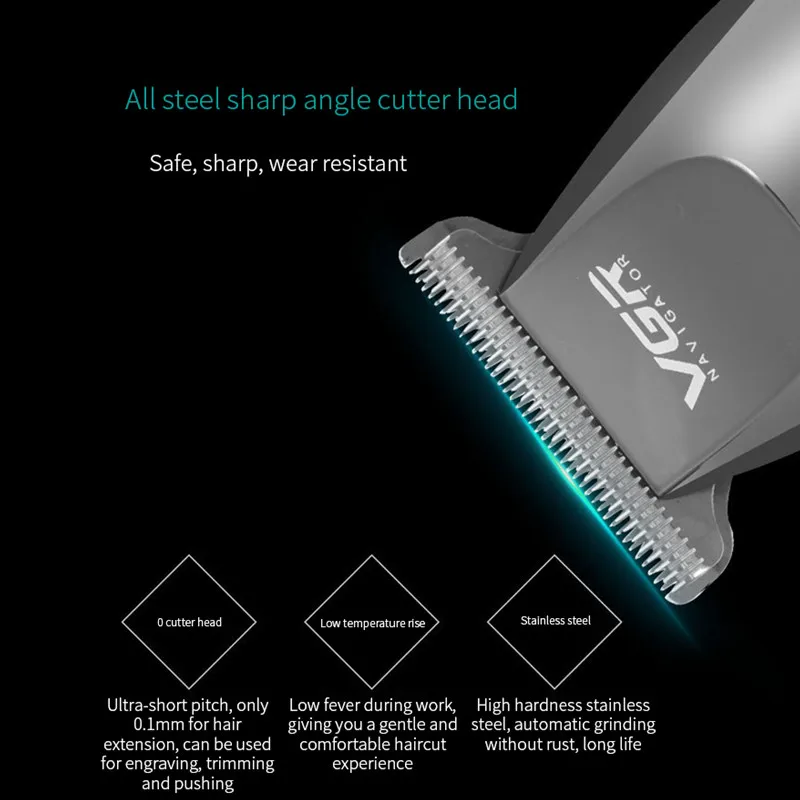 VGR V030 Professional Waterproof Hair Trimmer Display Men's Hair Clipper Grooming Low Noise Clipper Titanium Ceramic Blade Adult