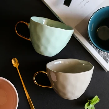 

Nordic Ceramic Coffee Cups Condensed Coffee Mugs Cafe Tea Breakfast Milk Cups Saucer Suit Spoon Set Tazas Para Cafe B50