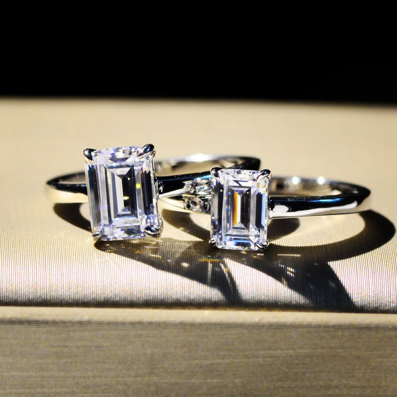 

High Carbon Moissanite S925 Sterling Silver Wedding Rings For Women Sparkling 8*10mm Moissanite Engagement Party Fine Jewelry