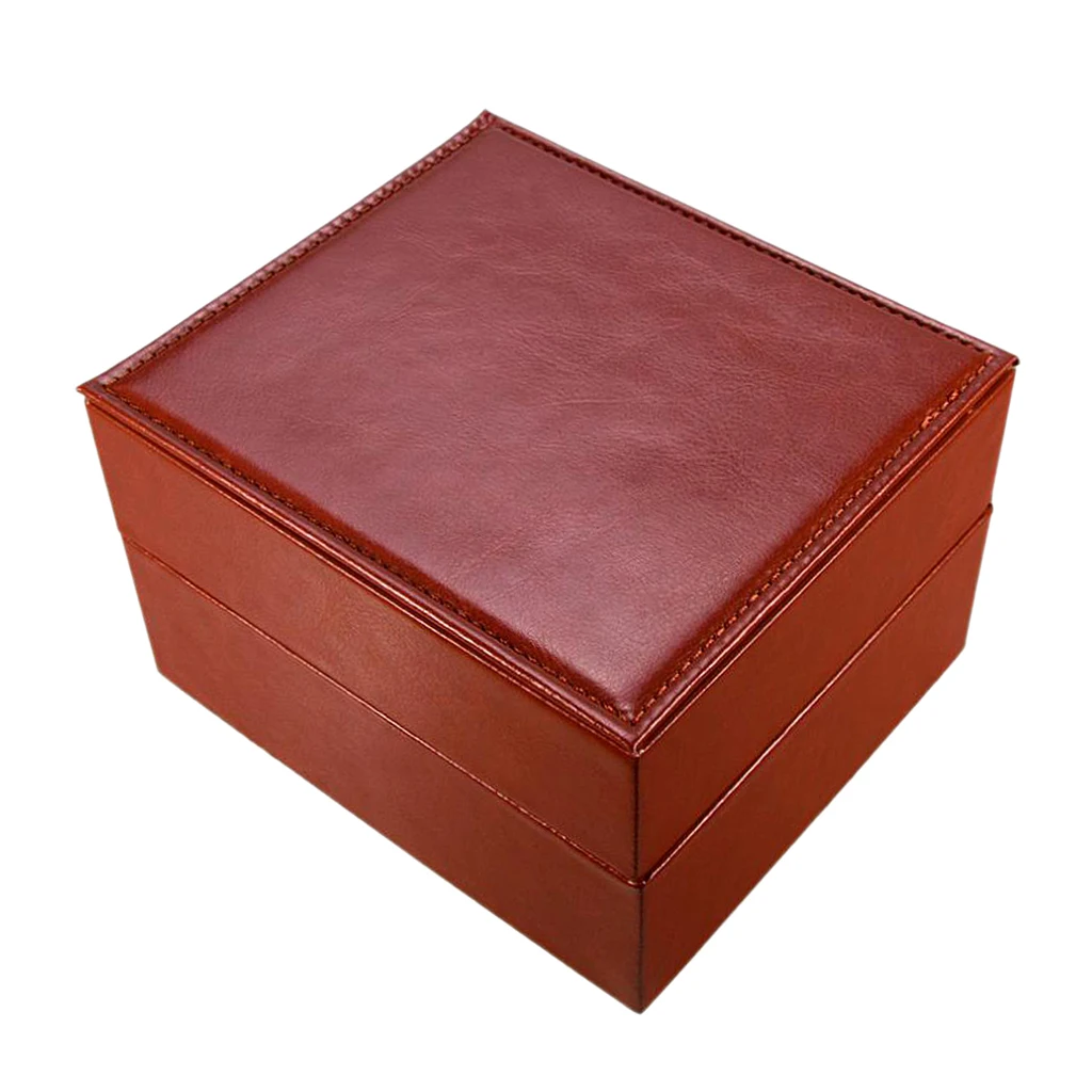 Wine Red PU Leather Single Slot Watch Bracelet Case Wristwatch Box Organizer 16 x 14 x 10cm