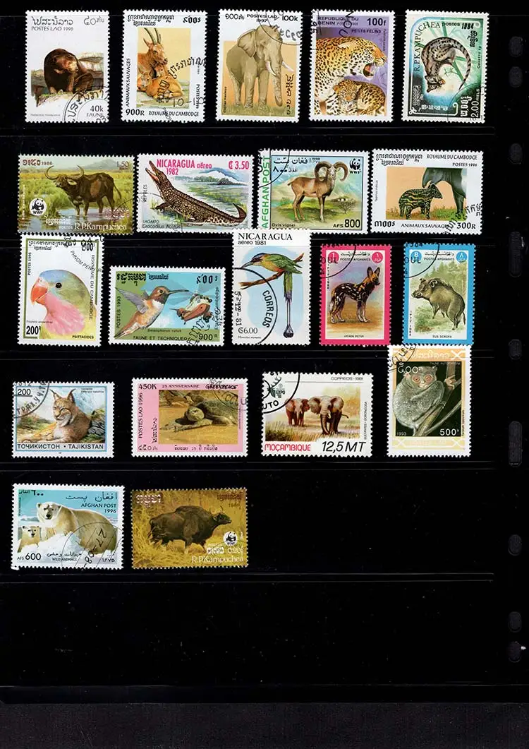 100Pcs/Lot Wild Animals Stamp Topic All Different From Many 