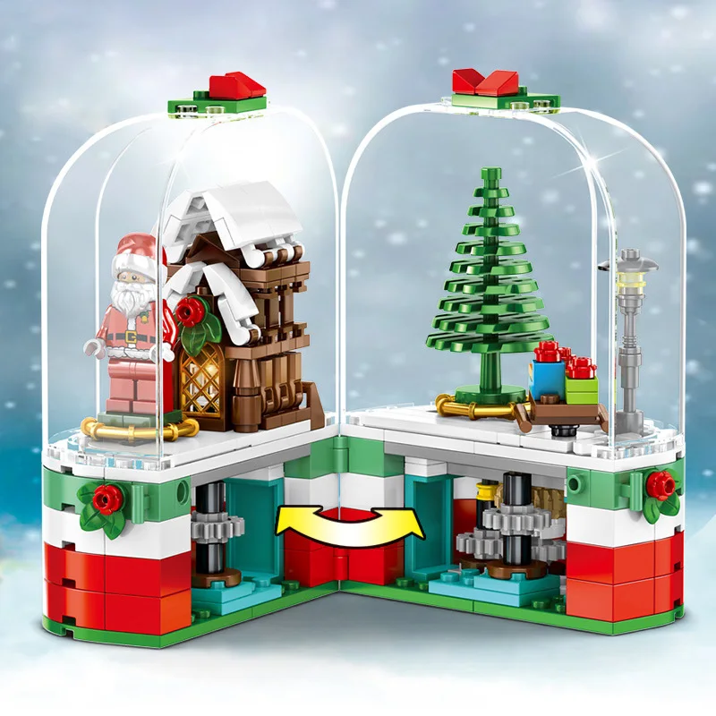 

Children's Toy Rotating Christmas House Light Rotating Box Building Block Toys Birthday Christmas Gift Girls Toys Learning Kids