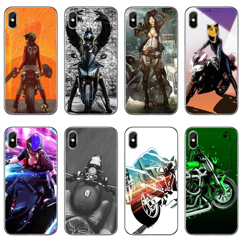 Soft Silicone Phone Case Art Biker Girl Boy For iPhone 11 Pro XS Max XR X 8 7 6 6S Plus 5 5S SE 4S 4 iPod Touch | Мобильные телефоны