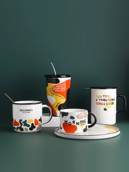 

Ceramic mug camouflage mug Condensed Coffee Mugs Cafe Tea breakfast Milk Cups Water cup Saucer Suit with Dish Set
