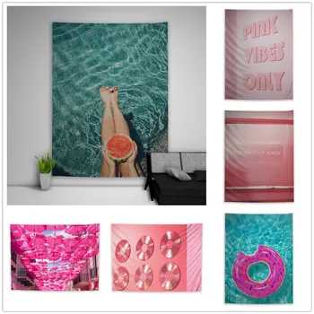 

Summer Pink Trippy Fantasy Tapestry Art Wall Hanging Sofa Table Bed Cover Home Decor Dorm Gift