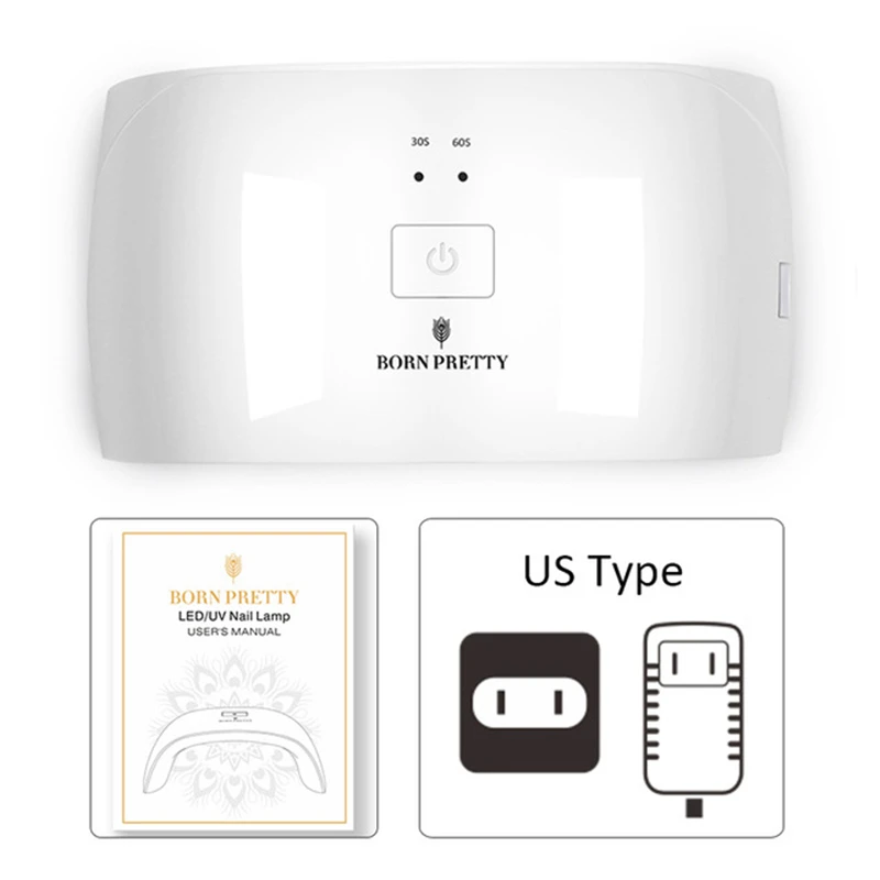 24W White US Type От BORN PRETTY-светодиодная УФ-лампа для ногтей для сушки всех видов Гель-лак для ногтей 120/80/72/54/48/45/36/24/6W для ногтей Сушилка для ногтей Маникюр Nail Art Инструмент - Цвет: 24W White US Type