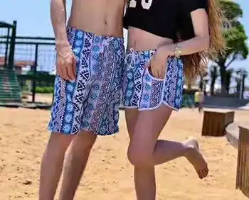 

2019 The new beach pants Pair of beach pants High-end customer supply fabric lovers pants Fashionable contrast color stitching