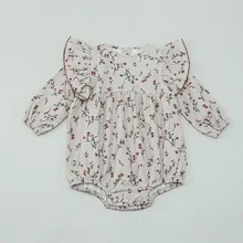 

Infant Baby Girls Vintage Rompers Kids Floral Jumpsuit Clothing 2021 Autumn Newborn Infant Overalls Baby Toddler Girls Clothes