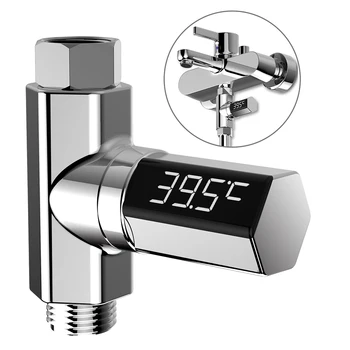 

LED Display Water Temperature Meter For Baby Shower Thermometer 360° Rotatable Flow Water Temperture Monitor For Home Hotel