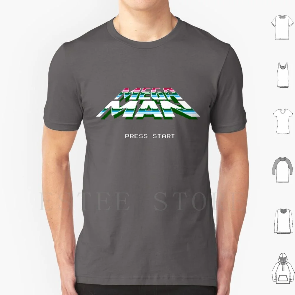 Megaman Title Screen T Shirt Uomo Cotone 6Xl Megaman Rockman 8Bit 8B 1980S 80S Egihties Videogiochi Classici Sprites Per L'Infanzia