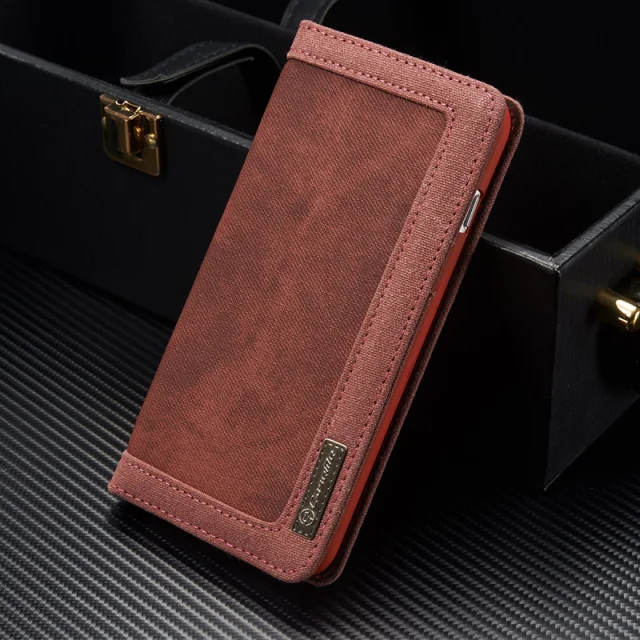 Красный Роскошный джинсовый холщовый флип-бумажник CaseMe, чехол для iphone 5 5S SE для карт 6 6S 7 8 Plus, деловые чехлы для телефонов iphone XS Max XR X - Цвет: Красный