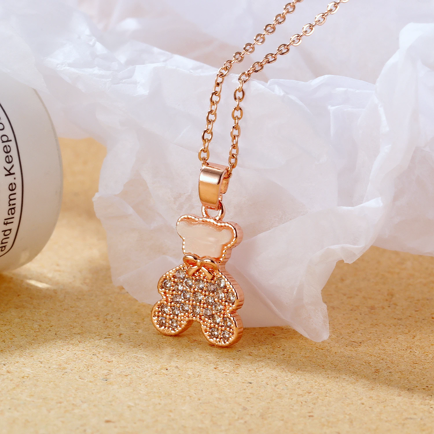 Crystal Rose Gold Bear Necklace, Best 