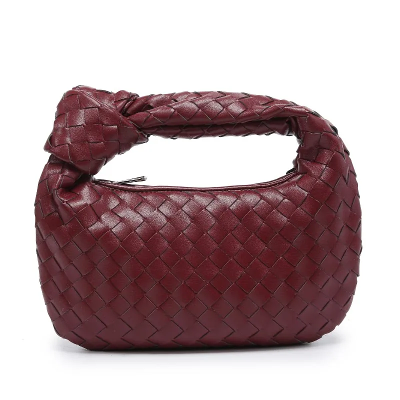2022 Fashion Handmade Woven Bag Luxury Woven Leather Printed Shoulder Bag Lady Crossbody Hobo PU Knotted Handle Casual Handbag 
