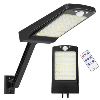 

56 LED Solar Light Outdoor With bracket remote control street Garden Wall Fence Lamp Three Modes Black White Waterproof