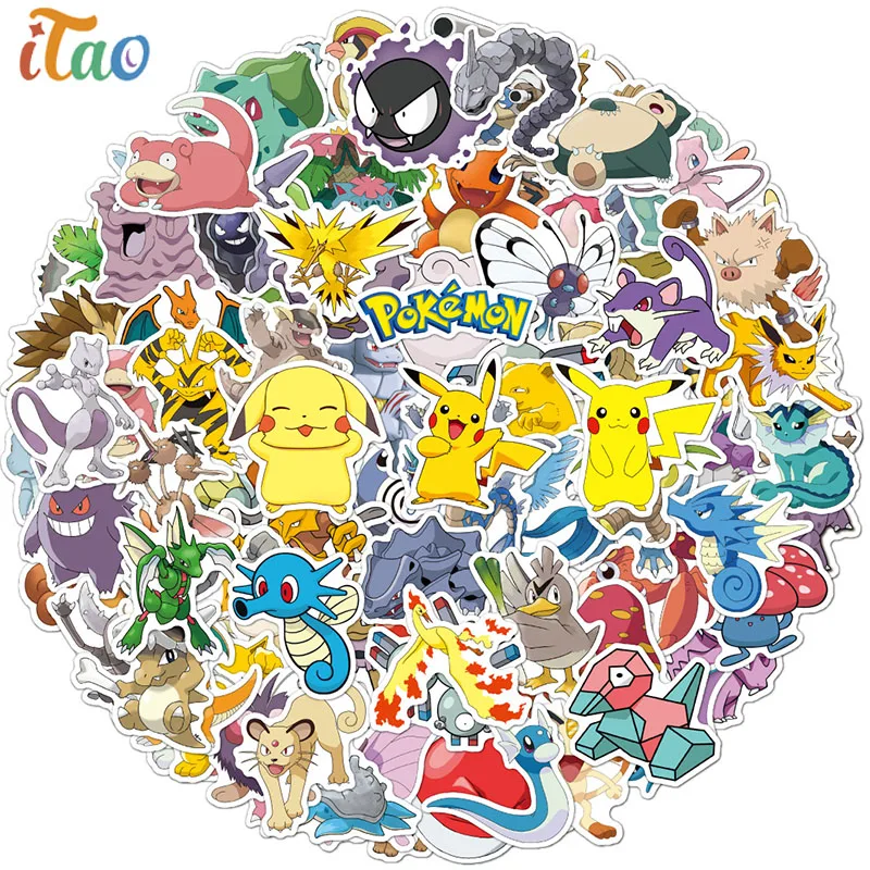 50 шт. мультфильмов Пикачу наклейки Аниме Покемон Водонепроницаемый гитара