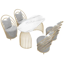 Nordic 160cm cadeiras combinação de mesa de café conjuntos 4 bancos redondos estrangeiros mobiliário de negócios recepção mesas de mármore customizável