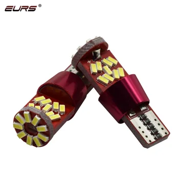 

EURS 2pcs T10 LED Bulbs White W5W Canbus No Error LED Lamp T10 Wedge 3014 27SMD Interior Lights 12V 24V Red blue yellow Ice Blue