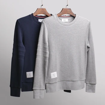 

2020 Fashion TB THOM Brand Spring Autumn Clothing Cotton Solid Jacket Men Sweatshirts O-Neck Slim Casual Sportswear Coat Male