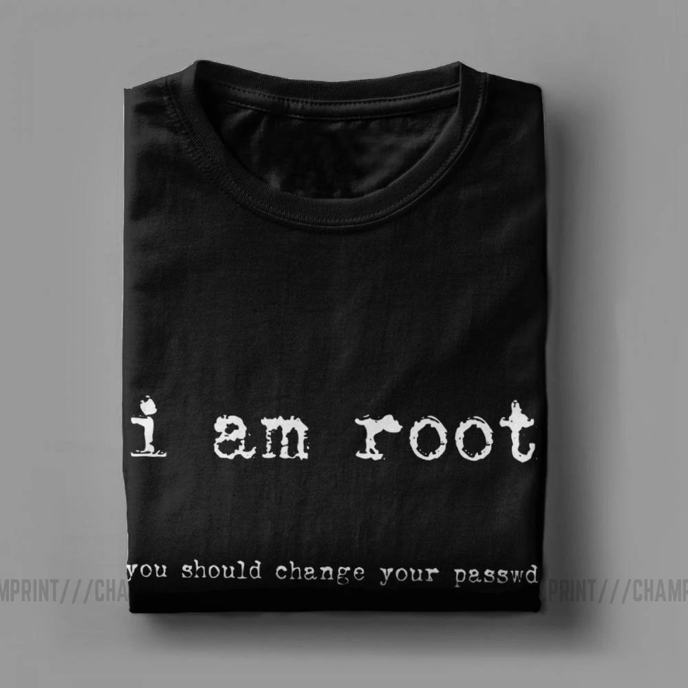 I Am Root T Shirts for Men Cotton Novelty T-Shirts Ubuntu Command Line Linux Unix Hacking Tees Short Sleeve Clothes Graphic