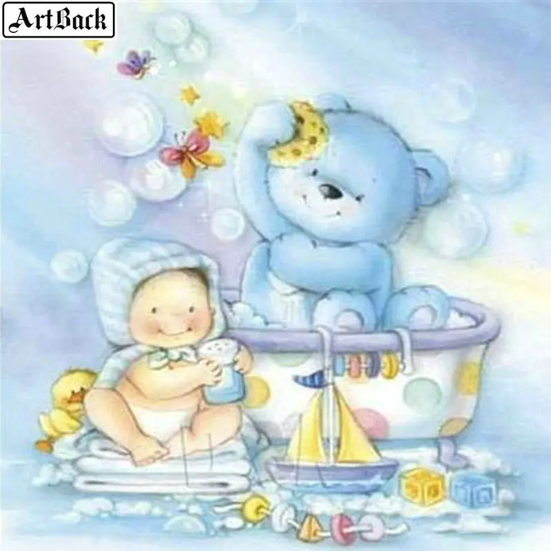 

ARTBACK Diamond Mosaic Cartoon Baby Bear Doll 5d Diy Diamond Painting Full Square Kids Sticker Embroidery 3d round Decoration