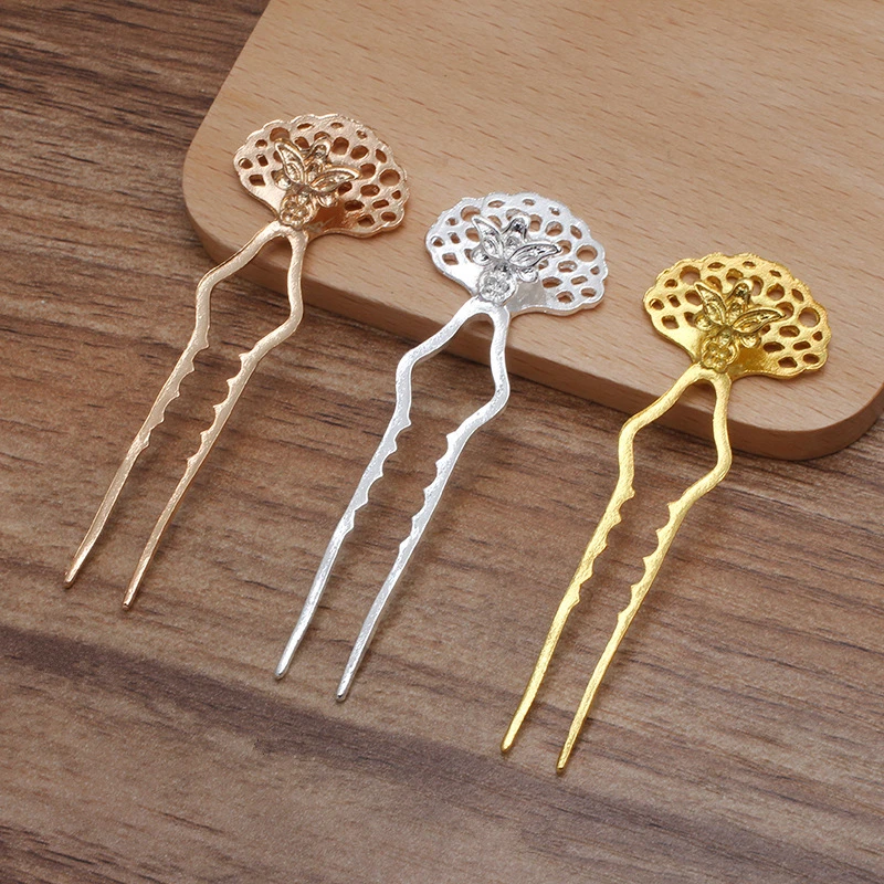 20 Pieces 24*74mm Metal Hair Forks Hair Sticks Headwear Making DIY Hair