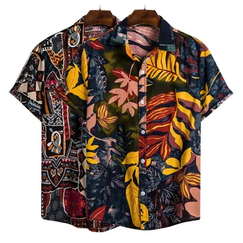 

Mens Floral Printed Beach Shirts Short Sleeve Hawaiian Shirt Male Casual Camisa Masculina 2020 Hot Men Clothes